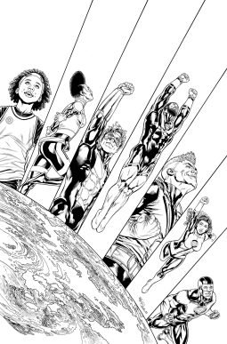 Green Lantern Corps #10 cover inks over bluelines by Oclair Albert