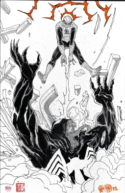 Spider-Man vs Venom Illo by Magenta King